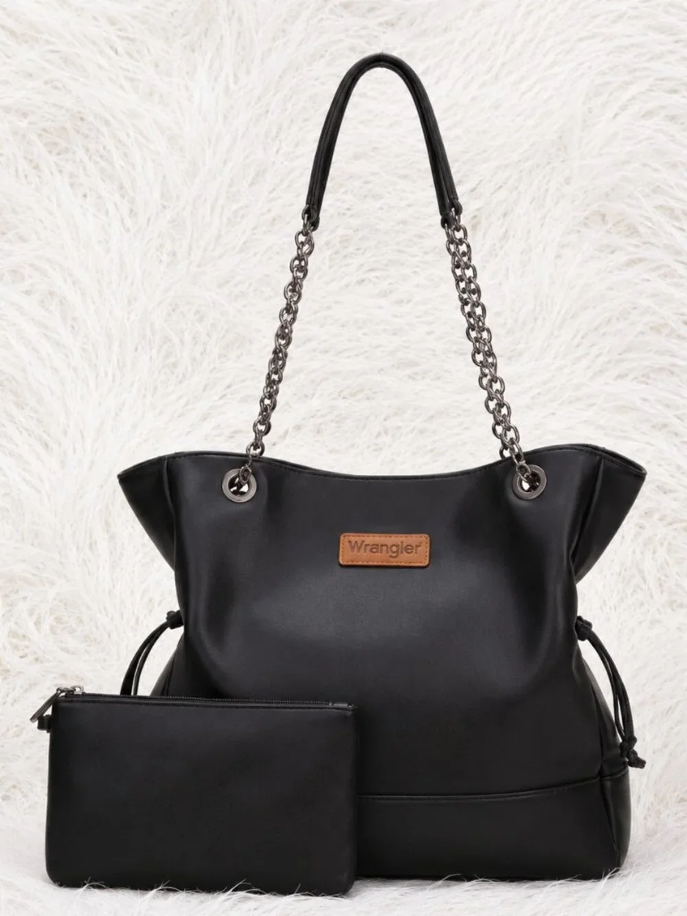 Wrangler Black Tote Bag with Matching Removable Pouch